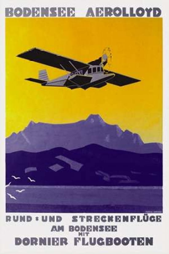Bodensee Aerolloyd Flying Boat Tours Canvas Art - Marcel Dornier (12 x 18)