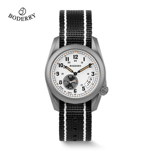 Boderry Field Watch Titanium Quartz Watches VOYAGER 38 Mens 100M Waterproof Clock Military Sport Luminous Business Wristwatch