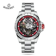 Boderry WINDMILL Original Skeleton Hi-beat28,800 bph with 72 hrs Power-reserve Automatic Watch Black Dial Stainless Steel Bracelet