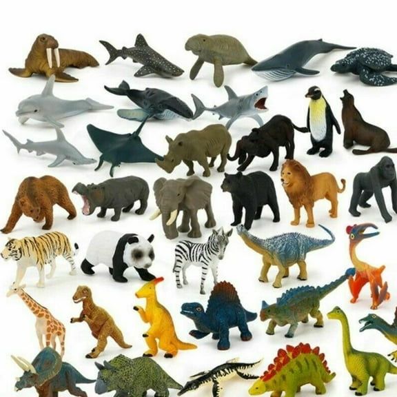 Bodevada Realistic Jungle Safari Wild Zoo Phthalate-Free Plastic Animals Figurines, Set of 12