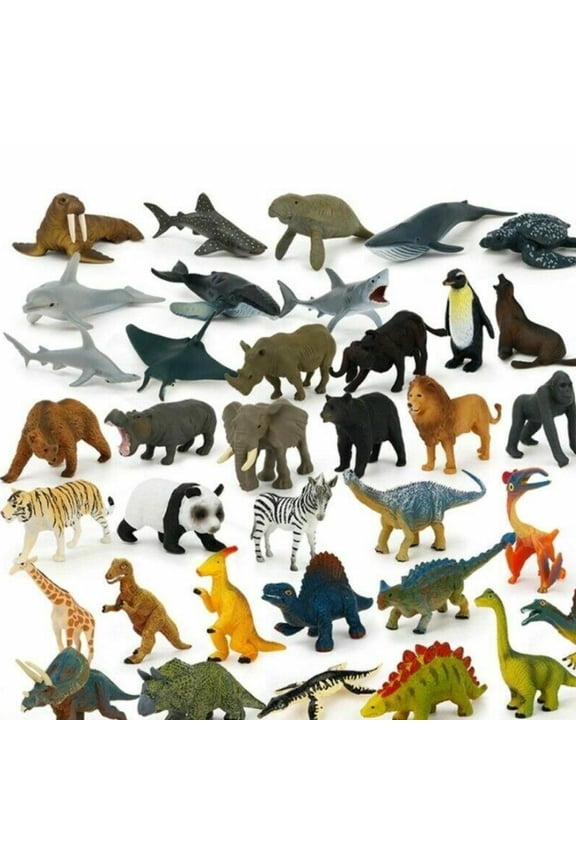 Realistic Jungle Safari Wild Zoo Phthalate-Free Plastic Animals Figurines, Set of 12