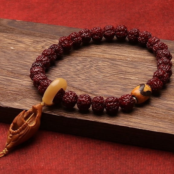 Bodhi Beads Bracelet Five Petal Carved Buddha Beads Buddhist Prayer Meditation Jewelry Handcrafted Unisex Gift Accessory