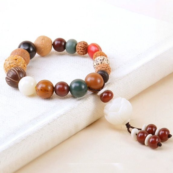 Bodhi Buddhist Prayer Bracelet Red Sandalwood Natural Stone Beads Meditation Jewelry Unisex Gift for Women Men
