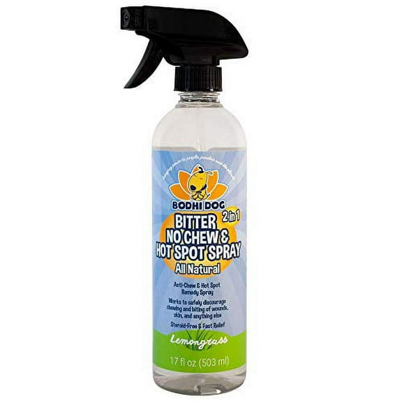Bodhi Dog New Bitter 2 in 1 No Chew & Hot Spot Spray | All Natural Anti-Chew Remedy | Safe for Skin, Wounds, Anything Else | Made in USA (17oz)