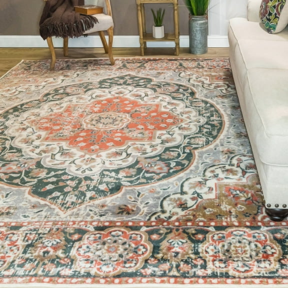 Bodhi Vintage Plush Polypropylene Indoor Area Rug - 5' x 8', Ginger