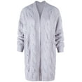 thumbnail image 1 of BodiLover, Women's, Chunky Cable Knit Open Front Oversize Sweater Cardigan, Grey, L/XL, 1 of 2