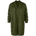 thumbnail image 1 of BodiLover, Women's, Chunky Cable Knit Open Front Oversize Sweater Cardigan, Hunter Green, L/XL, 1 of 8