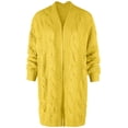 thumbnail image 1 of BodiLover, Women's, Chunky Cable Knit Open Front Oversize Sweater Cardigan, Mustard, S/M, 1 of 5