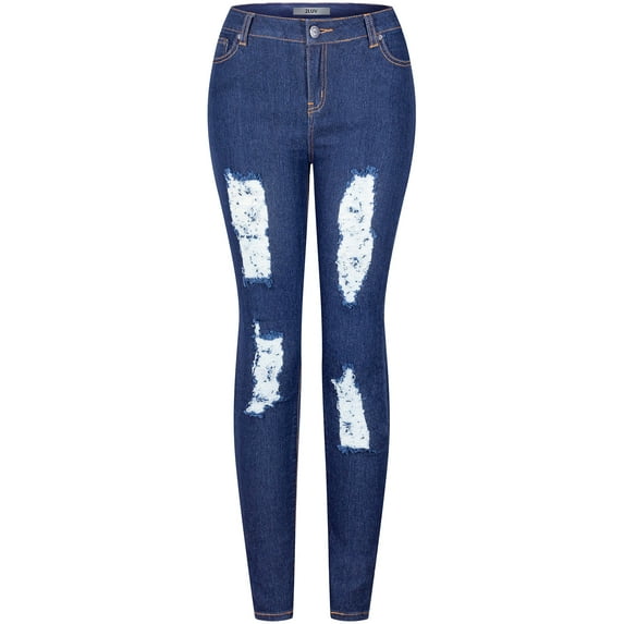 BodiLover, Women's, High Waist Rise 5 Pockets Skinny Comfy Jeans Zip Button Closure, Dark Denim, 0