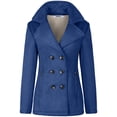 thumbnail image 1 of BodiLover, Women's, Soft Faux Suede Warm Pea Coat w/ Sherpa Lining, Navy, M, 1 of 4
