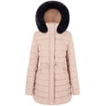 thumbnail image 1 of BodiLover, Women's, Winter Quilted Puffer Short Coat Jacket Plus Sizewith Removable Faux Fur Hood and Zipper, Beige, M, 1 of 6