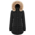 thumbnail image 1 of BodiLover, Women's, Winter Quilted Puffer Short Coat Jacket Plus Sizewith Removable Faux Fur Hood and Zipper, Black, XL, 1 of 3