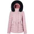 thumbnail image 1 of BodiLover, Women's, Winter Quilted Puffer Short Coat Jacket Plus Sizewith Removable Faux Fur Hood and Zipper, Lilac, 3X, 1 of 6