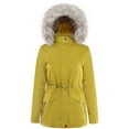 thumbnail image 1 of BodiLover, Women's, Winter Short Coat High Collar Jacket with Removable Faux Fur Hood Zipper Snap Buttons, Mustard, L, 1 of 2