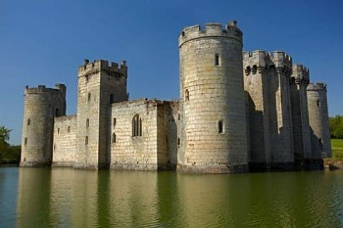 Bodiam Castle (1385) reflected in moat East Sussex England Canvas Art - David Wall DanitaDelimont (19 x 12)