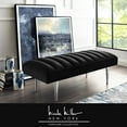 thumbnail image 1 of Bodie Black/Chrome Velvet Bench - Upholstered, Channel Tufted, Tapered Mirrorred Lacquer Finish Stainless Steel Legs, 1 of 10