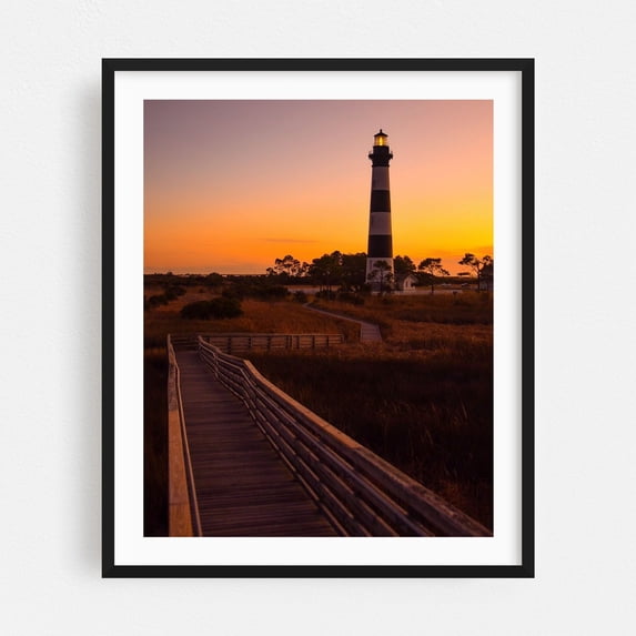 Bodie Island Lighthouse - Nags Head North Carolina Photography Black Framed Wall Art Print 30 x 40 inches