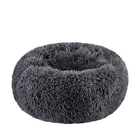 Bodiseint Modern Soft Plush Round Pet Bed For Cats Or Small Dogs, Mini Medium Sized Dog Cat Bed Self Warming Autumn Winter Indoor Snooze Sleeping Cozy Kitty Teddy Kennel (S(197X79 H, Dark Grey)