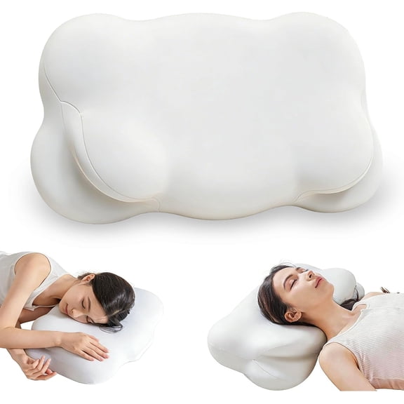 Bodluar Cloud Pillow - Ergonomic Memory Foam Pillows, Adjustable Cervical Neck Support Pillow with Breathable Pillowcase for Side Back Stomach Sleepers (Regular)