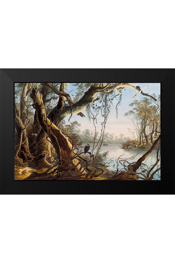 Bodmer, Karl 14x11 Black Modern Framed Museum Art Print Titled - Mouth of Fox River Indiana
