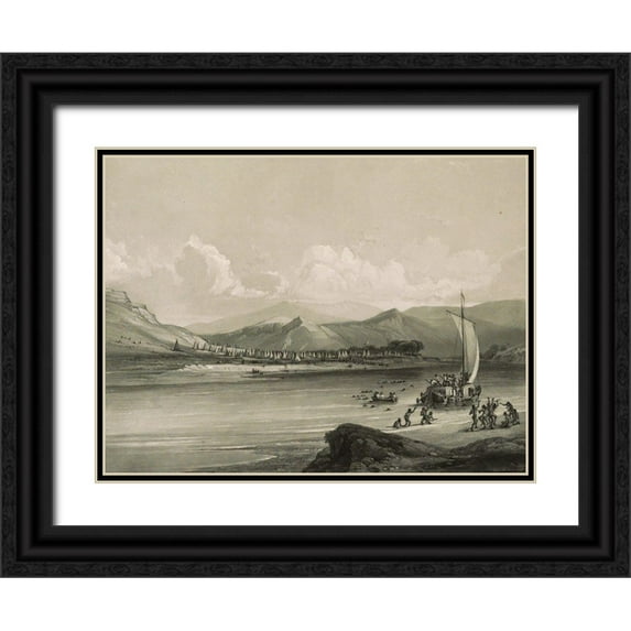 Bodmer, Karl 32x25 Black Ornate Wood Framed with Double Matting Museum Art Print Titled - Camp of the Gros Ventres of the prairies
