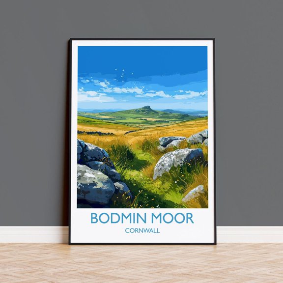 Bodmin Moor Travel Print Travel Poster Of Bodmin Moor England Cornwall Art Bodmin Moor Gift Wall Art Print