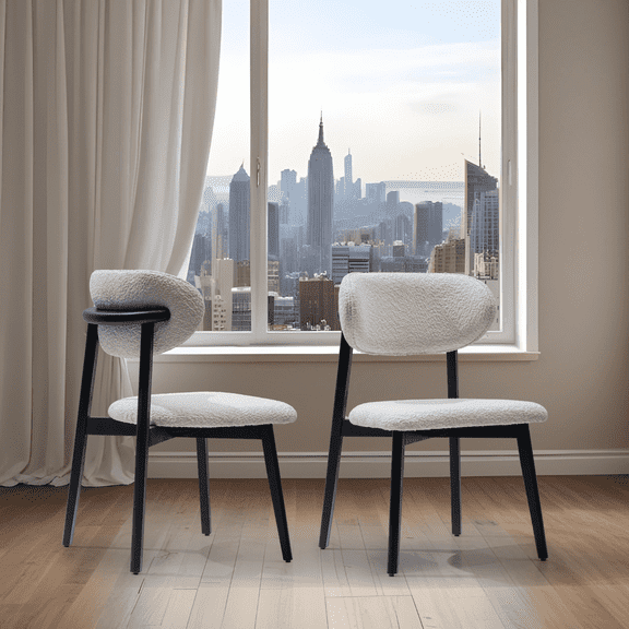 Bodrum Dining Chair Set of 2 Black Finish Upholstered Performance Fabric Dining Chair Accent Side Chair Dining Room Living Room Bedroom Restaurant Coffee Shop Fully Assembled by MELAGIO