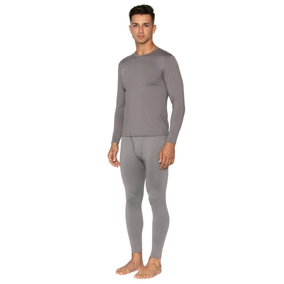 Bodtek Mens Crew Neck Long Johns Base Layer Set (Grey 4X-Large)