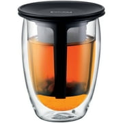Bodum Tea for One Set with Tea Strainer and 12 Oz Double Wall Glass Mug, Black, 2 Piece