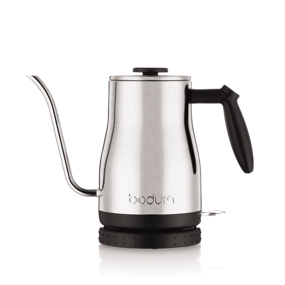 Bodum 34 oz Bistro Gooseneck Electric Water Kettle, Pour Over Coffee & Tea, Brushed Stainless Steel