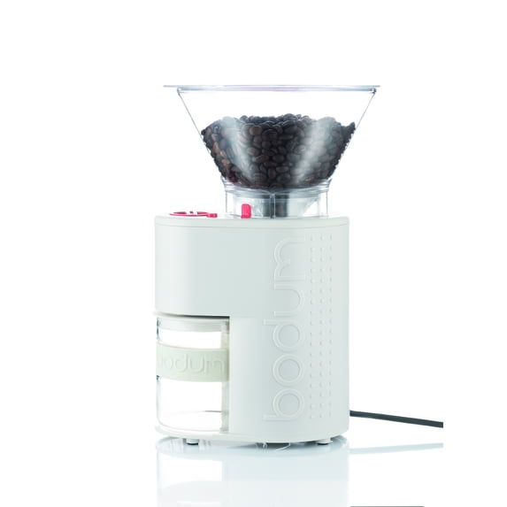 Bodum Bistro Electric Coffee Burr Grinder, Stainless, White
