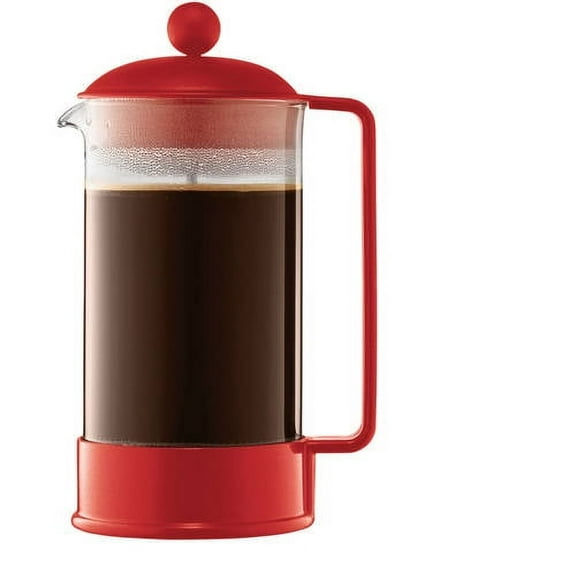 Bodum Brazil French Press Coffee Maker with Borosilicate Glass Carafe, 34 Ounce, Red