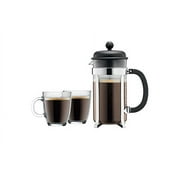 Bodum Caffettiera BPA Free Plastic French Press, 34oz with 2 Tempered Glass Mugs, 12oz