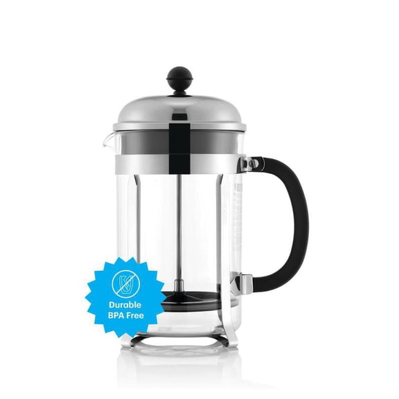 Bodum Chambord French Press, 51oz, Plastic Beaker, Stainless Steel Body, New