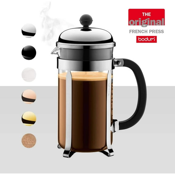 Bodum Chambord French Press Coffee Maker, 1 Liter, 34 Ounce, (8 Cup), Chrome