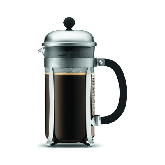 Bodum Chambord French Press Coffee Maker with Borosilicate Glass Carafe, 34 Ounce, Matte Chrome
