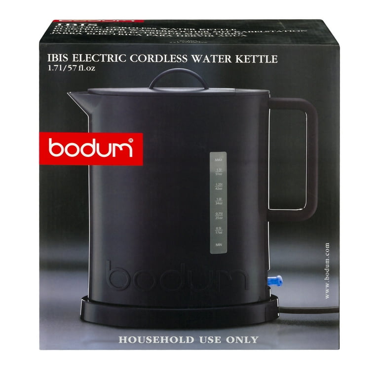 Bodum IBIS Cordless Electric Water Kettle, 1.7 L, 57 Ounce, Black