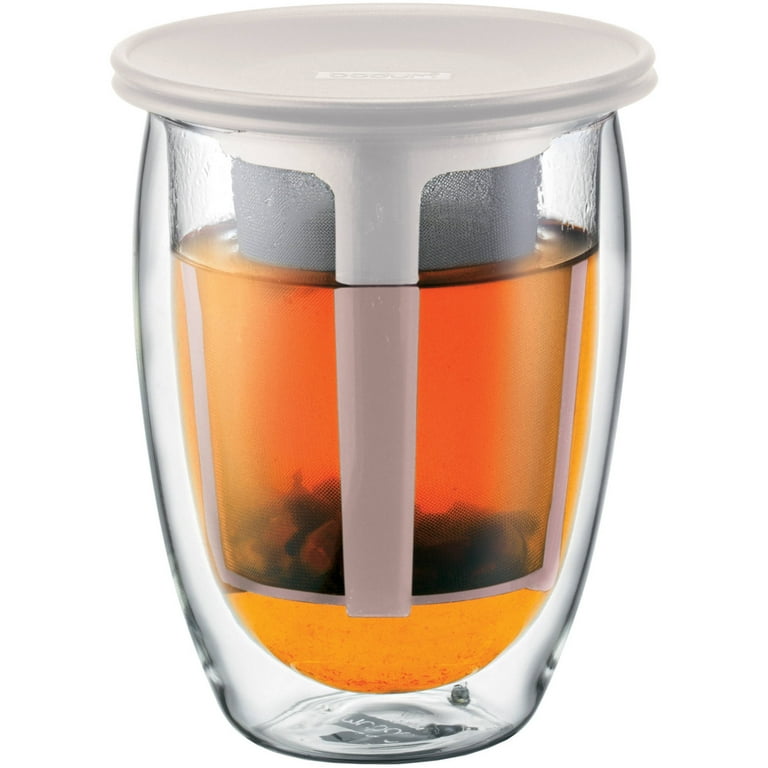 Bodum 12-Ounce Tea for One, Double Wall Glass with Strainer, Black: Tea  Services: Teapots & Coffee Servers 