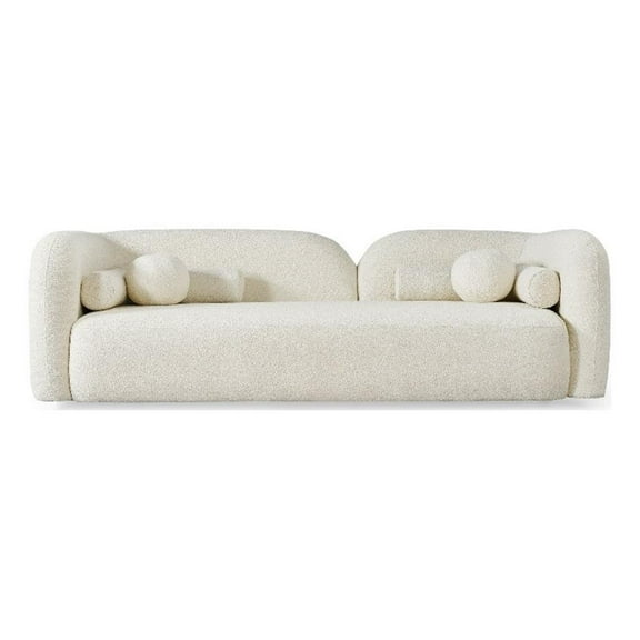 Bodur Japandi Style Luxury Modern Ivory Boucle Fabric Curvy Arm Couch