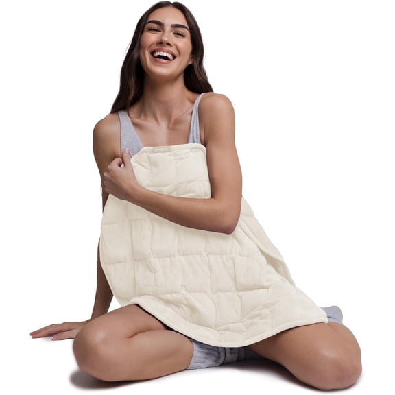 Body 6.5lb Patented Compact Weighted Blanket I Perfect for Relaxation, Sleeping & Travel l I Glass Bead Filled, Machine Washable (29" x 24") - Bone