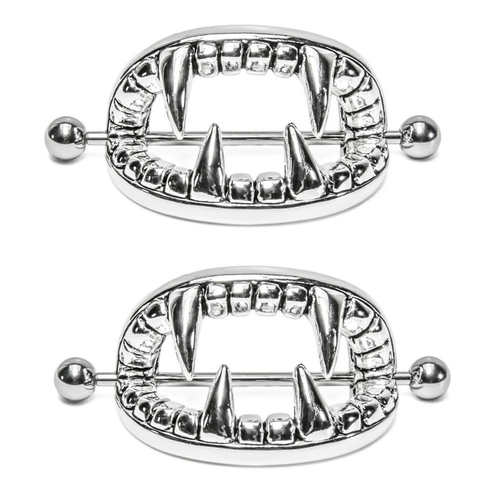 Body Accentz 14g Vampire Teeth Nipple Ring Shield sold as pair