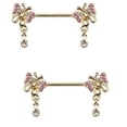 thumbnail image 1 of Body Accentz 14g butterfly dangle Nipple Ring Nipple Bar 1.6mm Nipple Piercing Barbell (Goldtone), 1 of 1