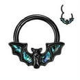 thumbnail image 1 of Body Accentz 316L Surgical Steel Hinged Segment Ring with Bat and Abalone Shell Wings Septum Cartilage Helix Daith Tragus (Black), 1 of 1