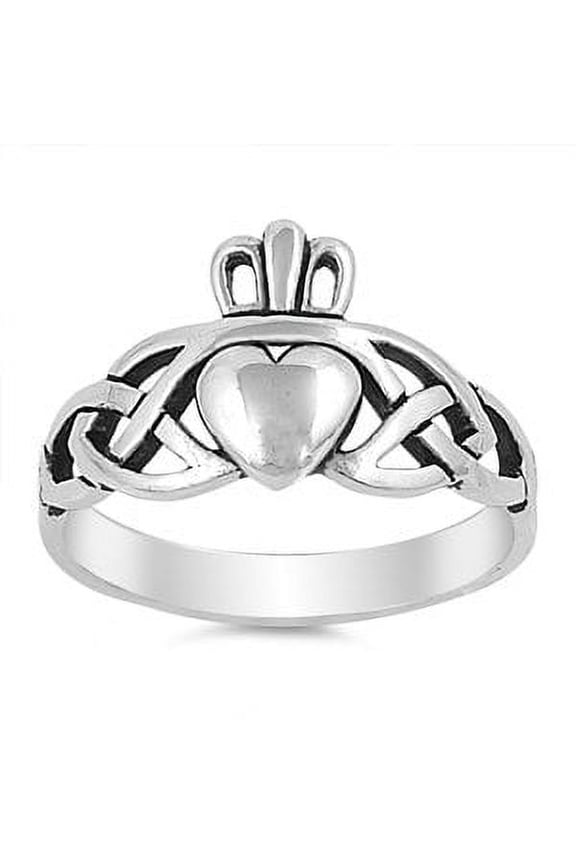 .925 Sterling Silver Band - Silver Ring - Claddagh Ring Trinity Knot(5)