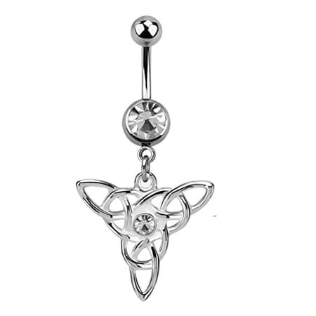 Body Accentz Belly Button Ring Celtic Knot Trinity Navel Ring Dangle