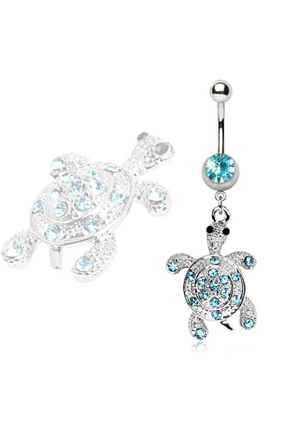 Belly Button Ring Navel 14g sea Turtle Dangle