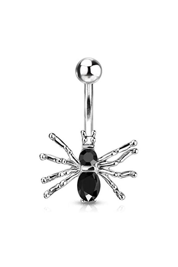Belly Button Ring Navel Ring w/CZ Bug Spider