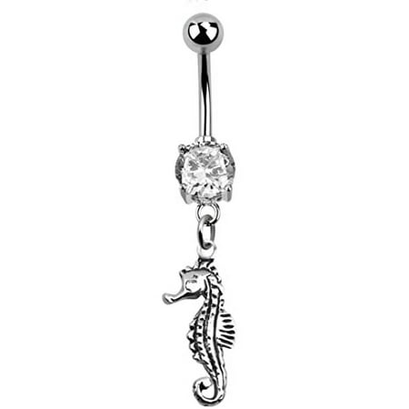Body Accentz Belly Button Ring Navel Seahorse 14 Gauge