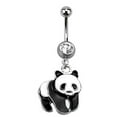 thumbnail image 1 of Body Accentz Belly Button Ring Panda Bear Paved Navel Ring Dangle, 1 of 1