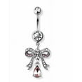 thumbnail image 1 of Body Accentz Belly Button Ring Ribbon Bow Paved Navel Ring with Teardrop Dangle, 1 of 1